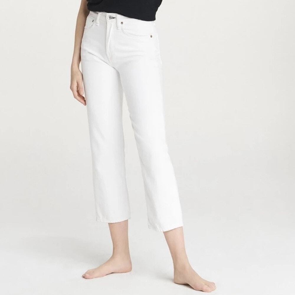 Rag & Bone White Maya High Rise Ankle Straight Jeans Size 26